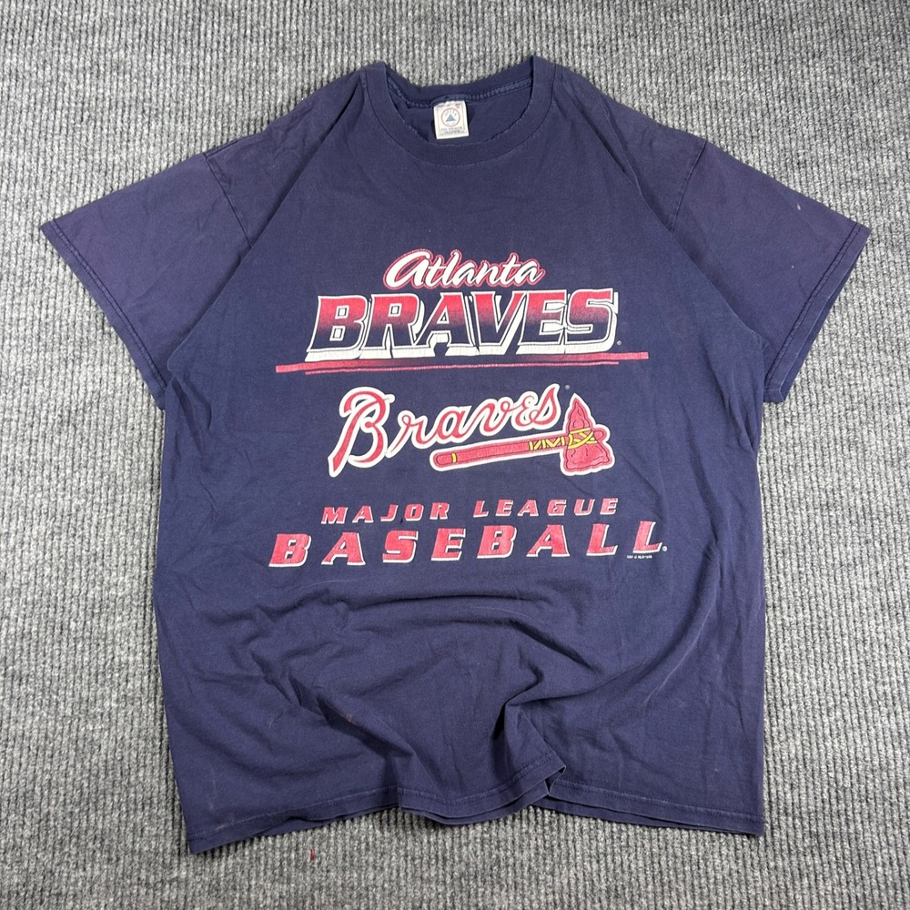 Vintage 1999 Atlanta Braves MLB T-Shirt Mens XL Delta Pro Weight Navy Blue
